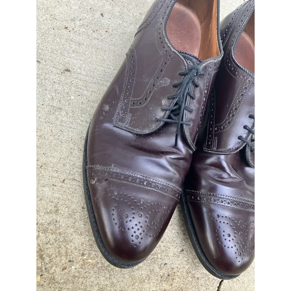 Allen Edmonds Sanford Burgundy Cap-Toe  Derby size 12 B Mens Dress Shoes Cherry
